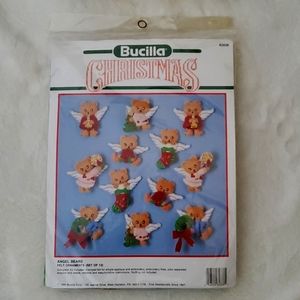 1990 New Bucilla Angel Bears Felt Christmas Ornaments Kit.